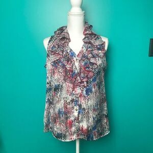Sioni silky ruffle  Button Down blouse Size Small